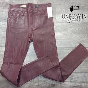 AG Adriano Goldschmied The Farrah Skinny Faux Leather Jeans Size 27 (4)